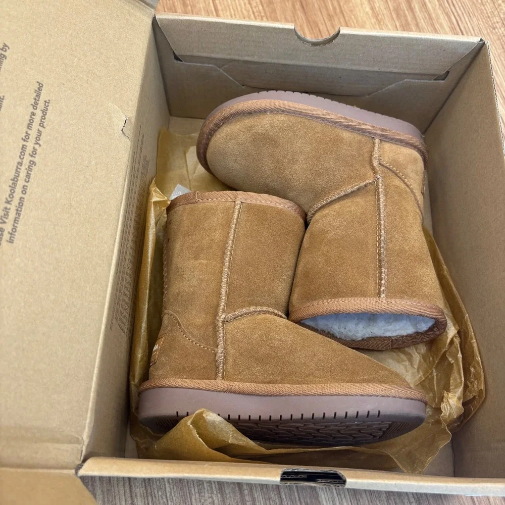 Koolaburra by UGG T Koola Short Boot Toddler 6 Chestnut Suede Faux Fur Worn Once